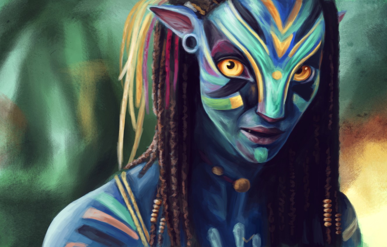 Wallpaper Avatar, Neytiri, art, Zoe Saldana, James Cameron image for desktop, section фильмы