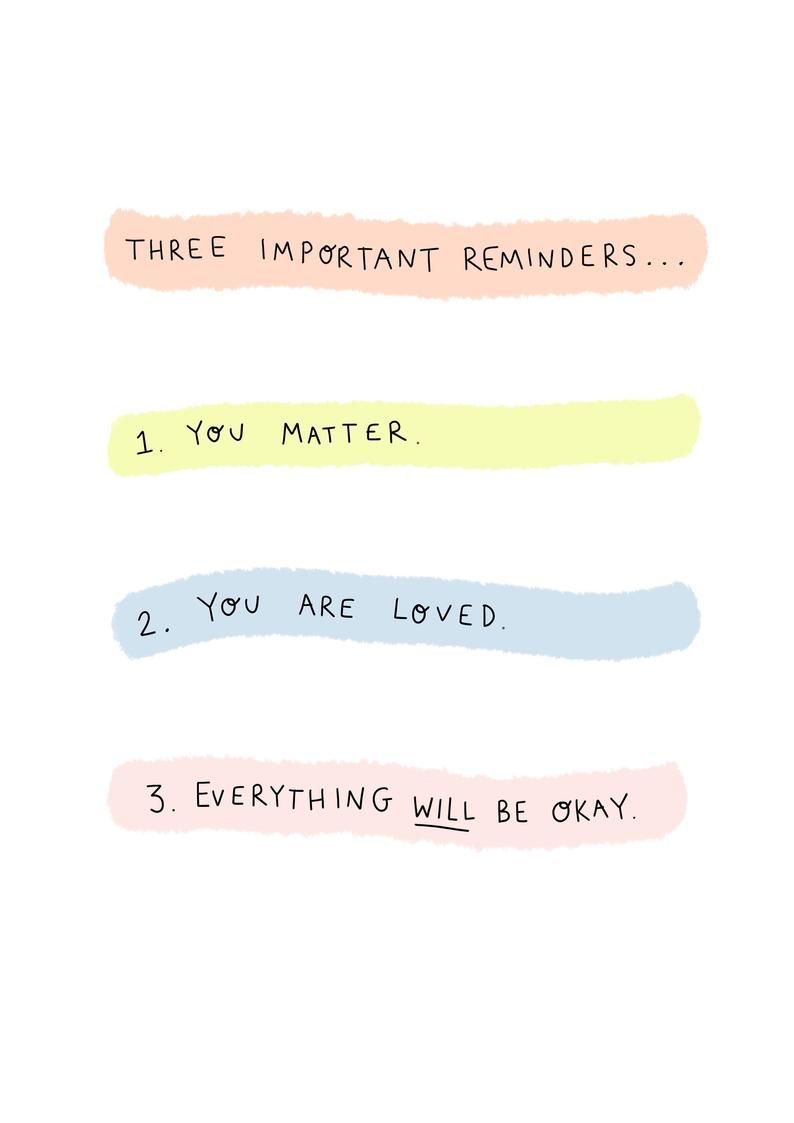 Reminders Loved Everything Okay Greetings Card Illustrated. Etsy 329607266479690774. Reminder quotes, Self love quotes, Health quotes
