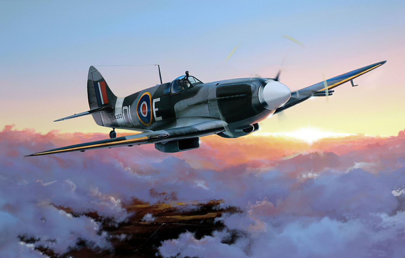 Wallpaper art, airplane, Spitfire, aviation, ww2 image for desktop, section авиация