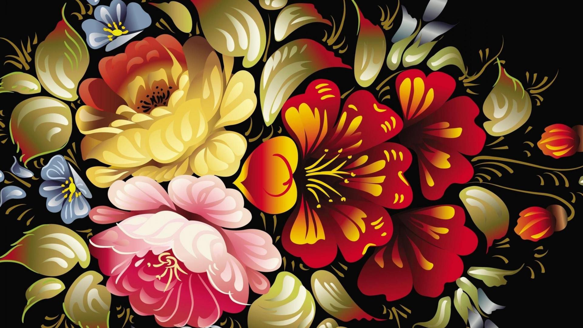 Abstract Art Desktop Wallpaper with Colorful Flower in 3D Wallpaper. Wallpaper Download. High Resolution Wallpaper