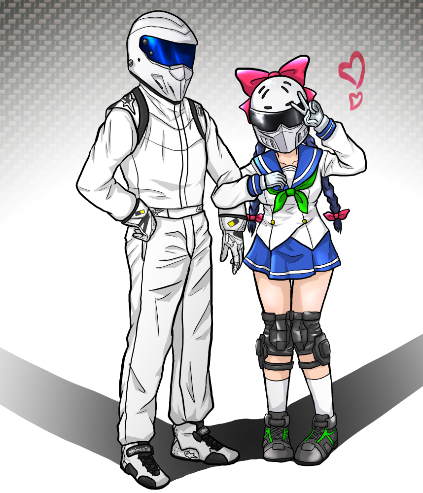Fanart Raimu Kawasaki (Bakuon!!) x The Stig (Top Gear): anime
