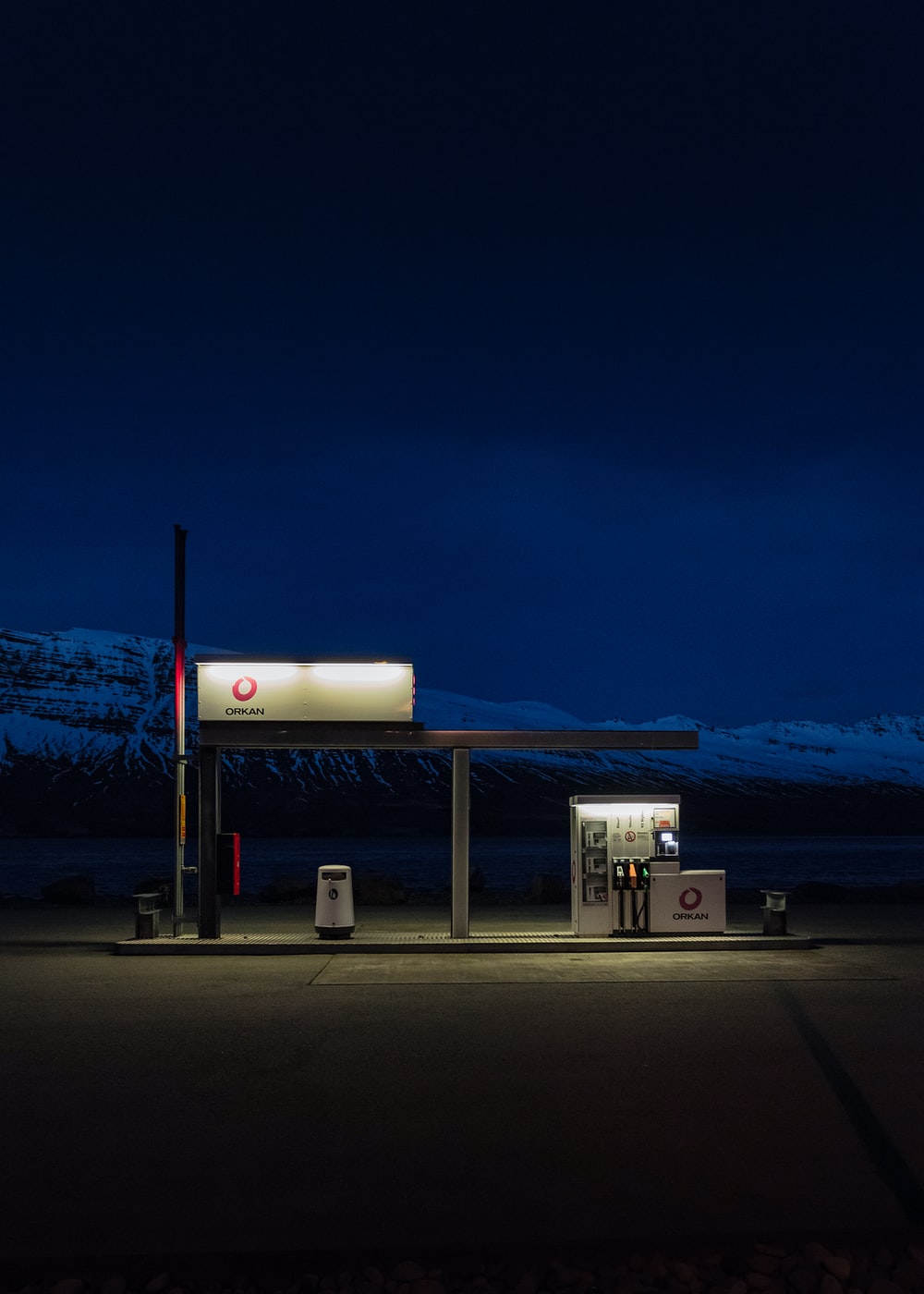 gasoline station during nighttime photo