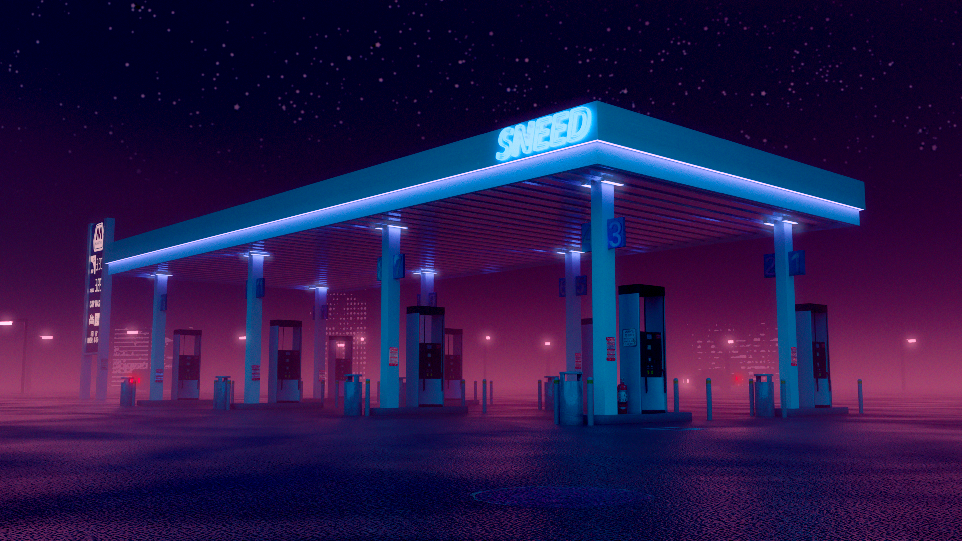 Night Shift at the Gas Station: blender