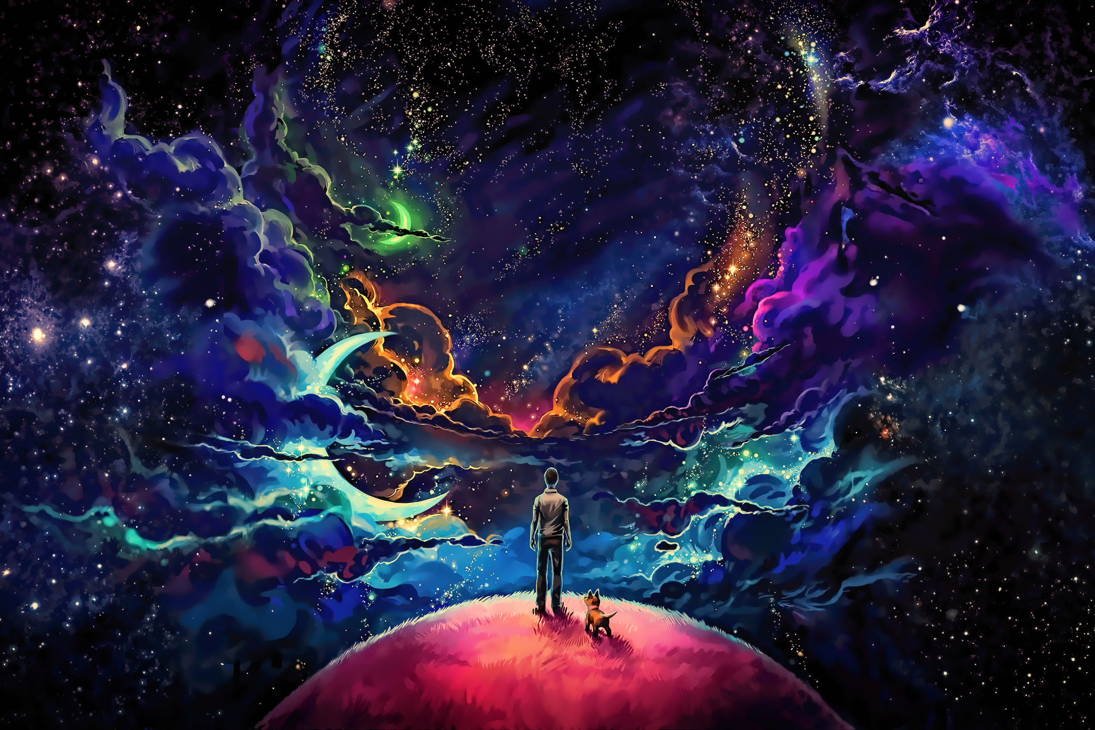 Man And Dog In Space