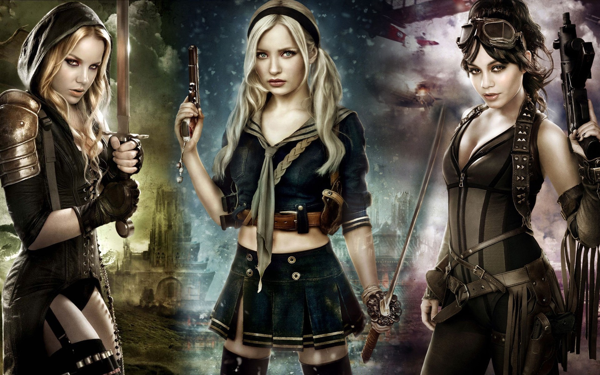 sucker punch movies emily browning vanessa hudgens babydoll sword wallpaper
