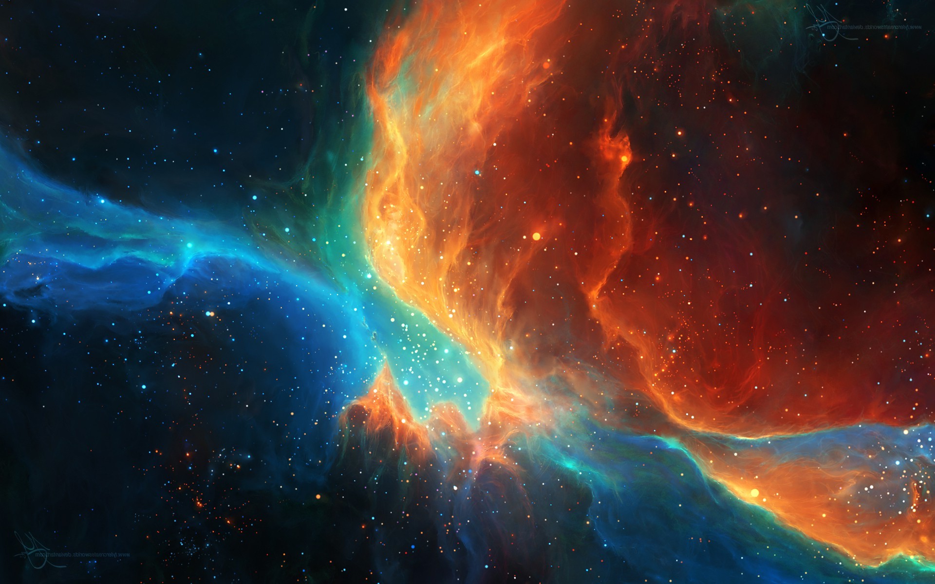 space, Stars, TylerCreatesWorlds, Space Art, Nebula, Orange Wallpaper HD / Desktop and Mobile Background