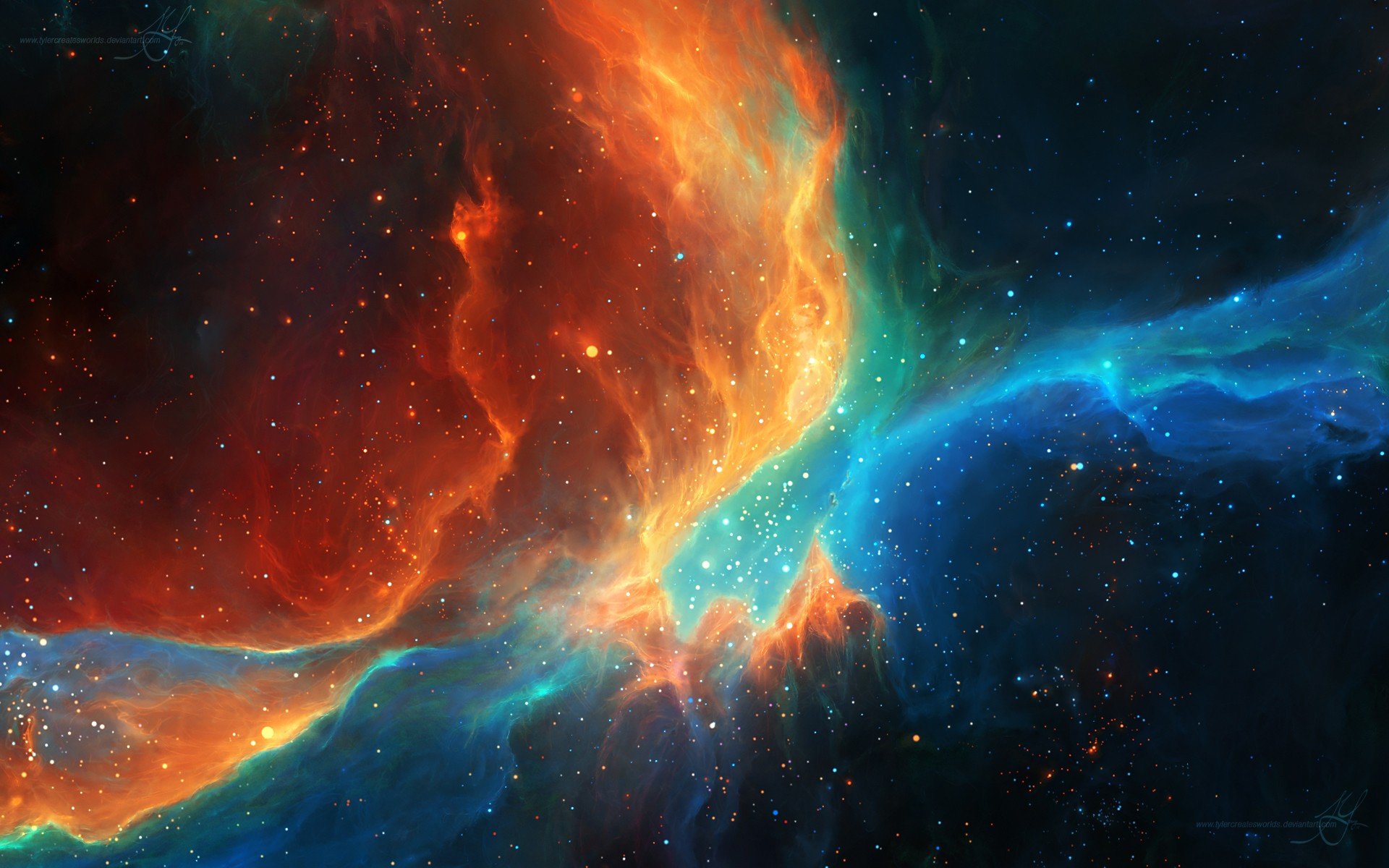 #nebula, #orange, #space, #space art, #TylerCreatesWorlds, #render, #stars, wallpaper. Mocah HD Wallpaper