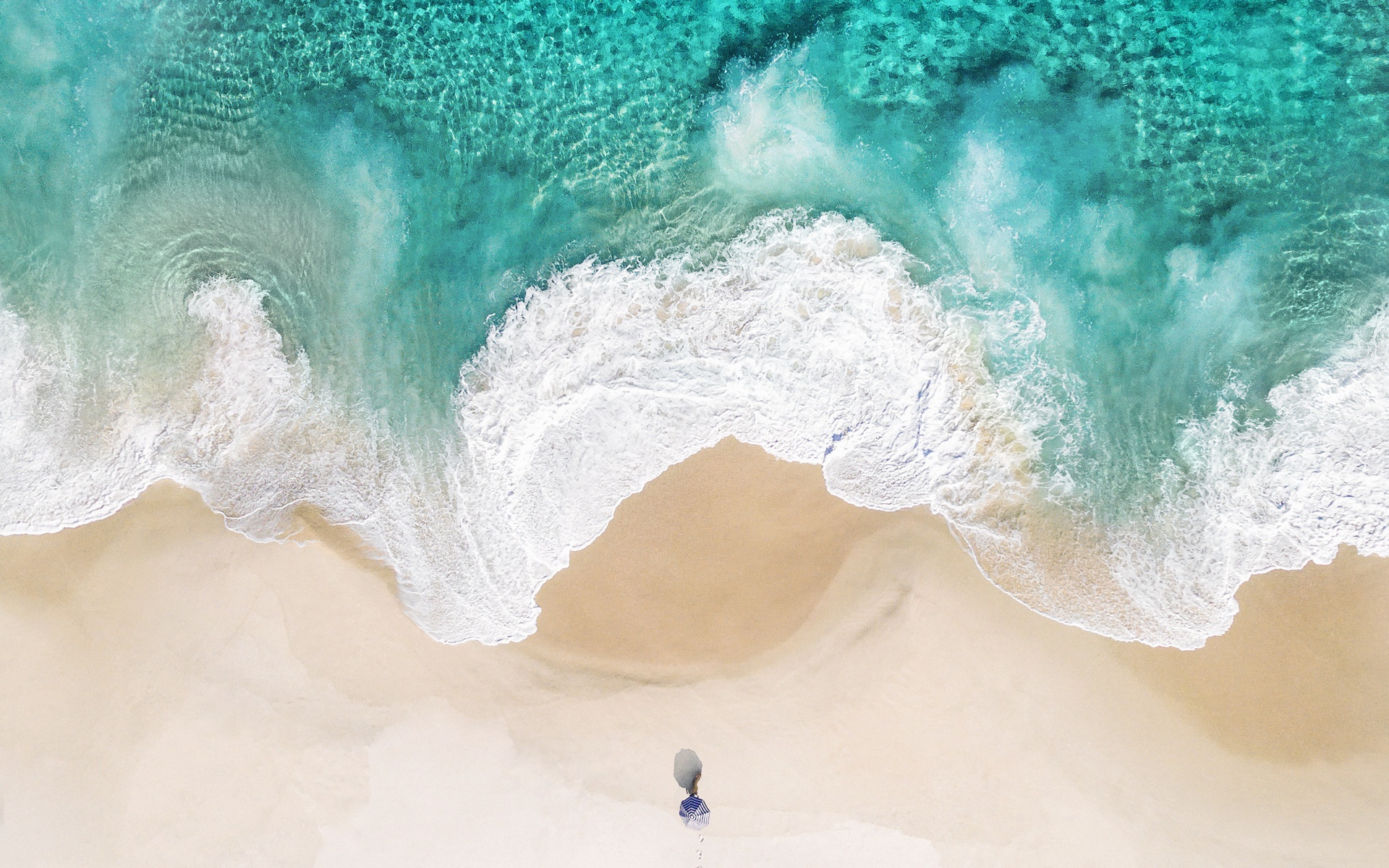 Beach Wallpaper 4K, Alone, Relax, Summer, Aerial view, iOS 10, Stock, Nature