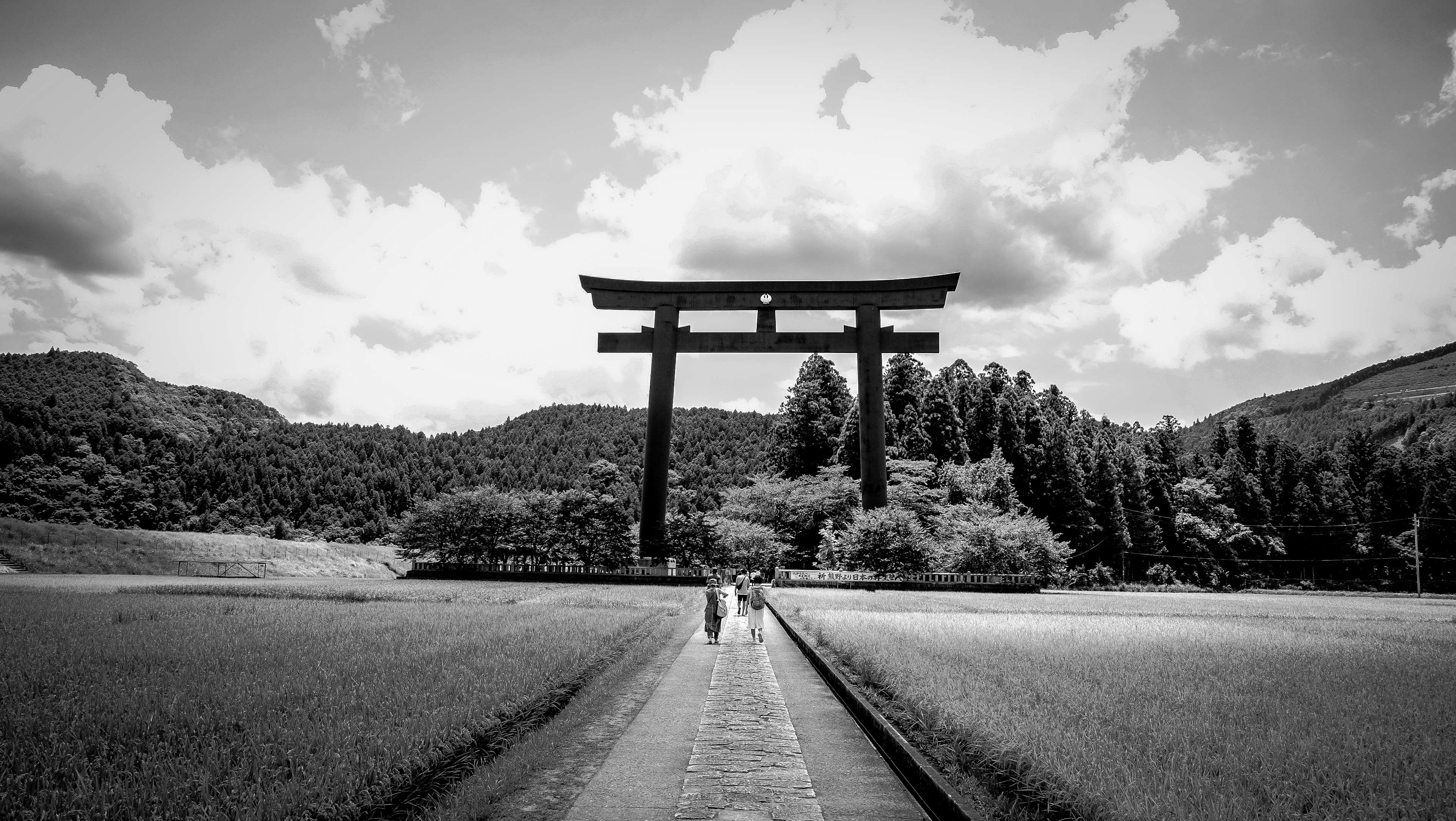 agriculture, black and white, countryside, culture, farm, field, grass, japan, japanese, landscape, outdoors, people, rural, shrine, trees 4k wallpaper. Mocah HD Wallpaper