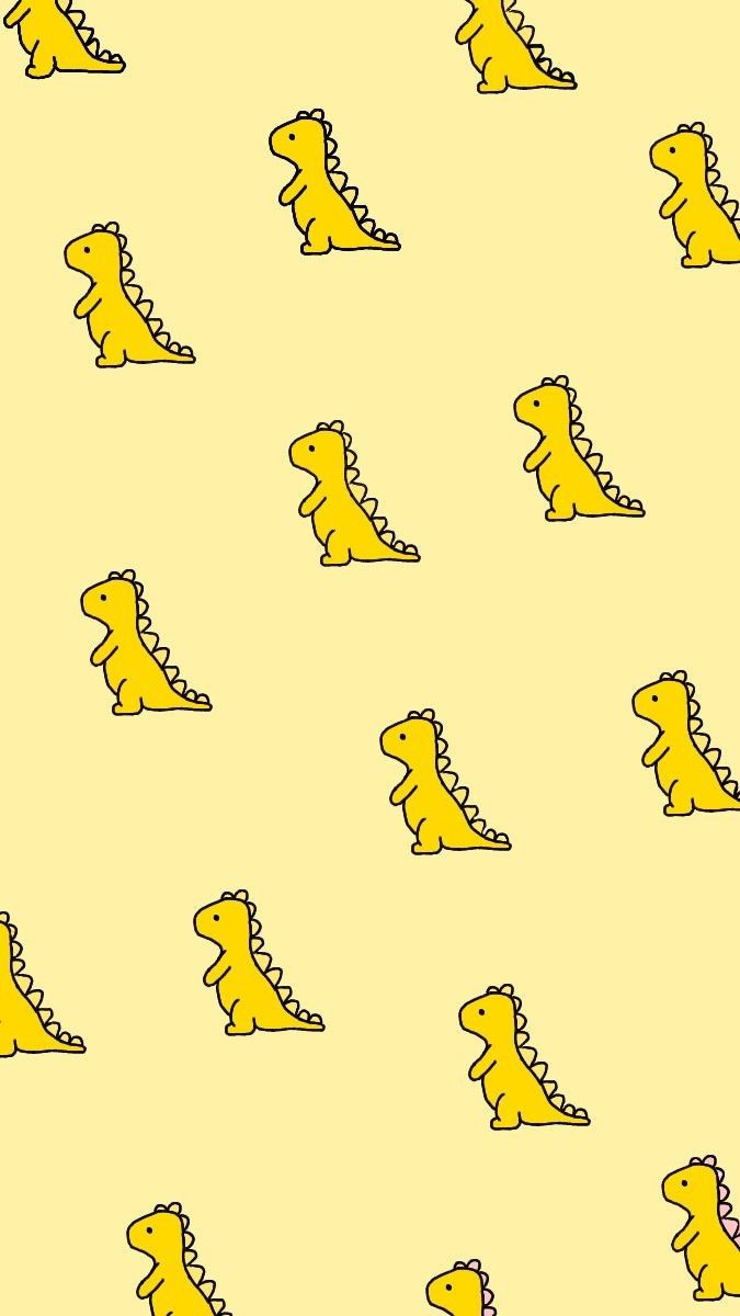 Dino Background.. yellow.. . Dinosaur Wallpaper, Cute Tumblr Wallpaper, Wallpaper Iphone Cute