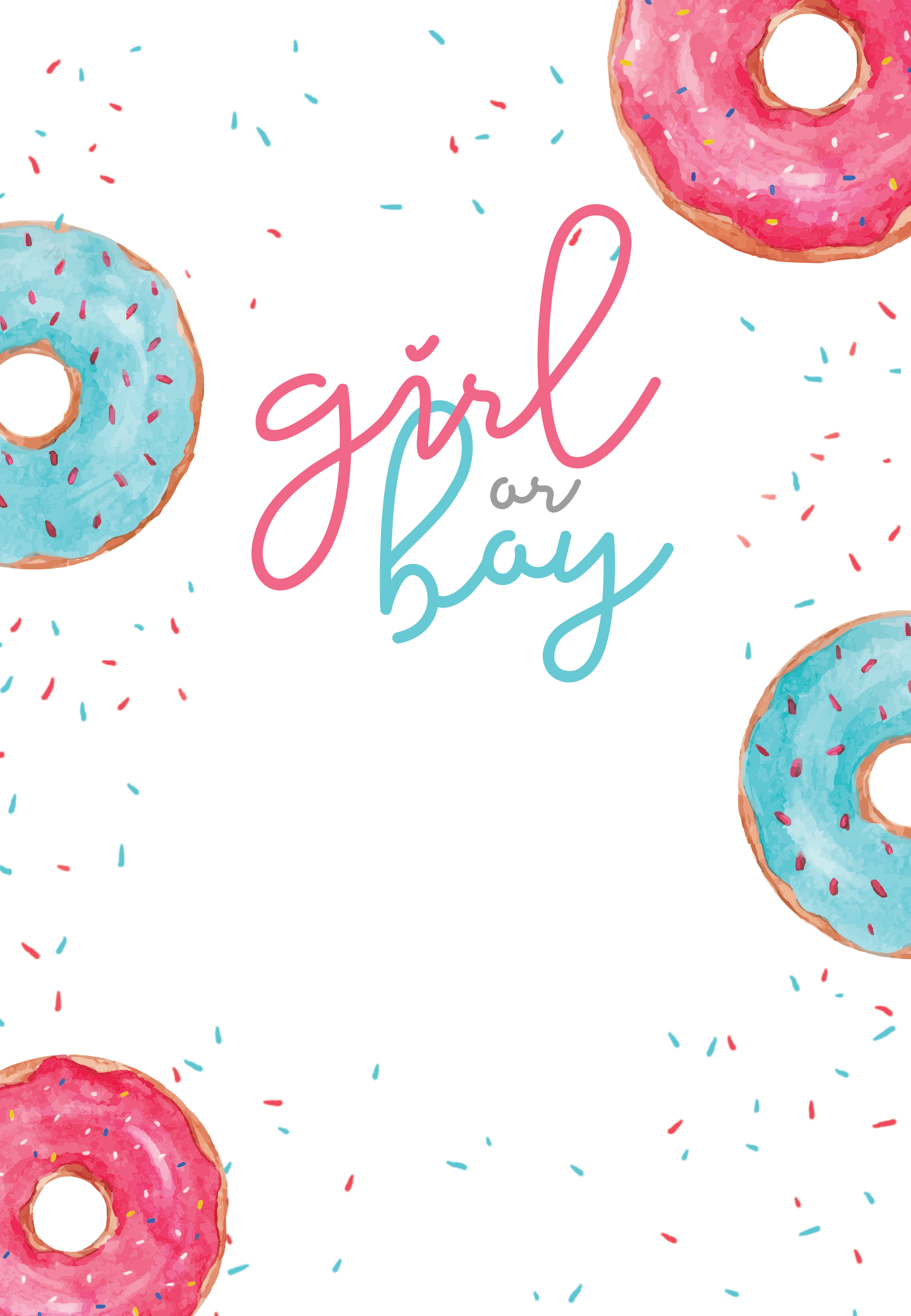 Sprinkled donut Reveal Invitation (Free). Greetings Island. Gender reveal invitations , Gender reveal invitations, Gender reveal baby shower invitations