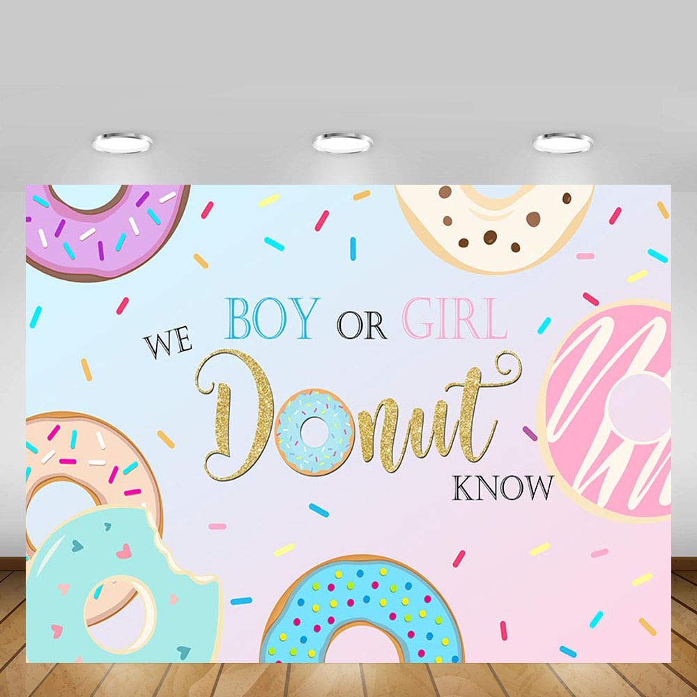 Buy MEHOFOTO Donut Gender Reveal Boy or Girl Baby Shower Party Decorations Photo Studio Background Blue or Pink Colorful Donuts Decorations Banner Photography Backdrops for Cake Table Supplies 7x5ft Online in Indonesia