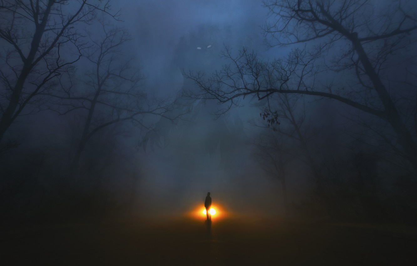 Wallpaper road, fog, lights, people, monster, A Monster Calls image for desktop, section ситуации