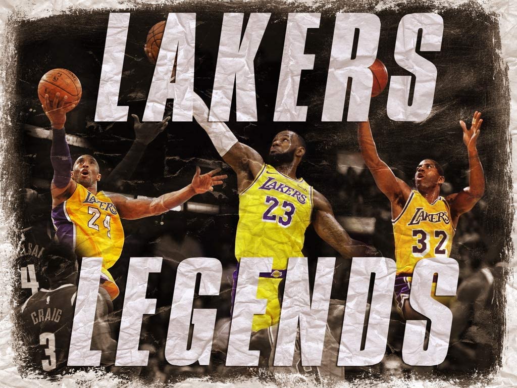 Legends Lebron James Magic Johnson Kobe Lakers Vintage Art Decor Wall 24x18 Poster Print, Sports & Outdoors