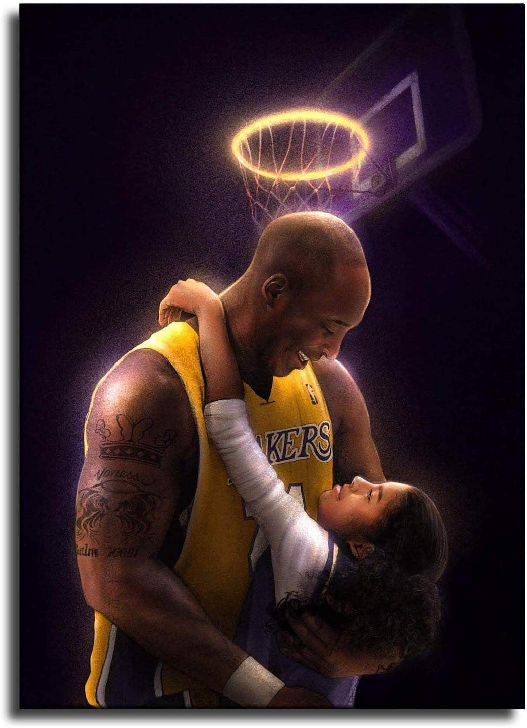 Kobe Bryant & Gigi Poster, NBA Legends Canvas Picture Print Wall Art Decor Fan Memorabilia Gift for Basketball Sports Fan 18''×24'': Posters & Prints