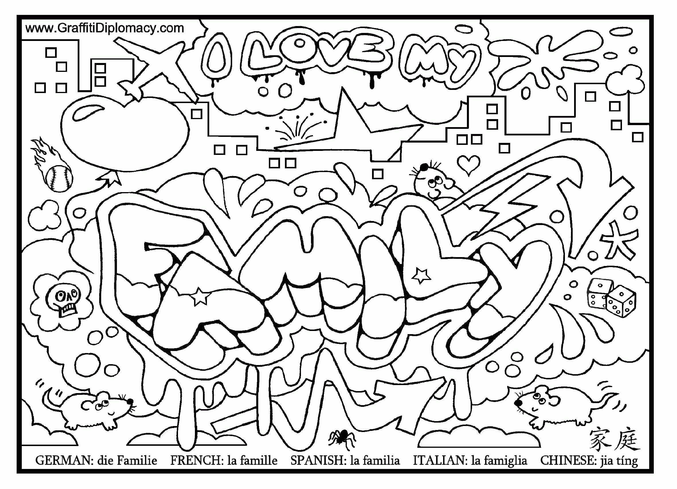 Pics Of Graffiti Coloring Book Pages Word Money