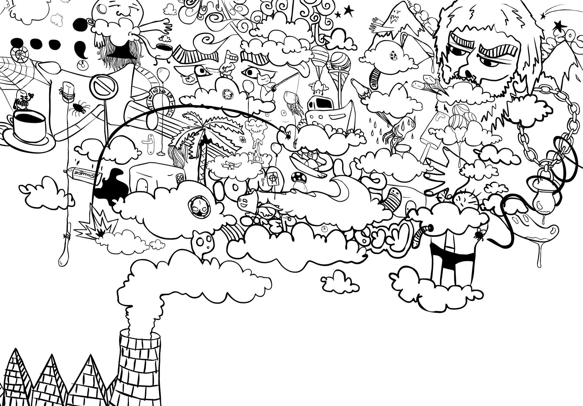 Wallpaper, drawing, illustration, monochrome, artwork, text, line art, cartoon, pattern, head, movie characters, ART, tree, area, point, design, artworks, black and white, vertebrate, fictional character, font, organ, fiction, organism, coloring book