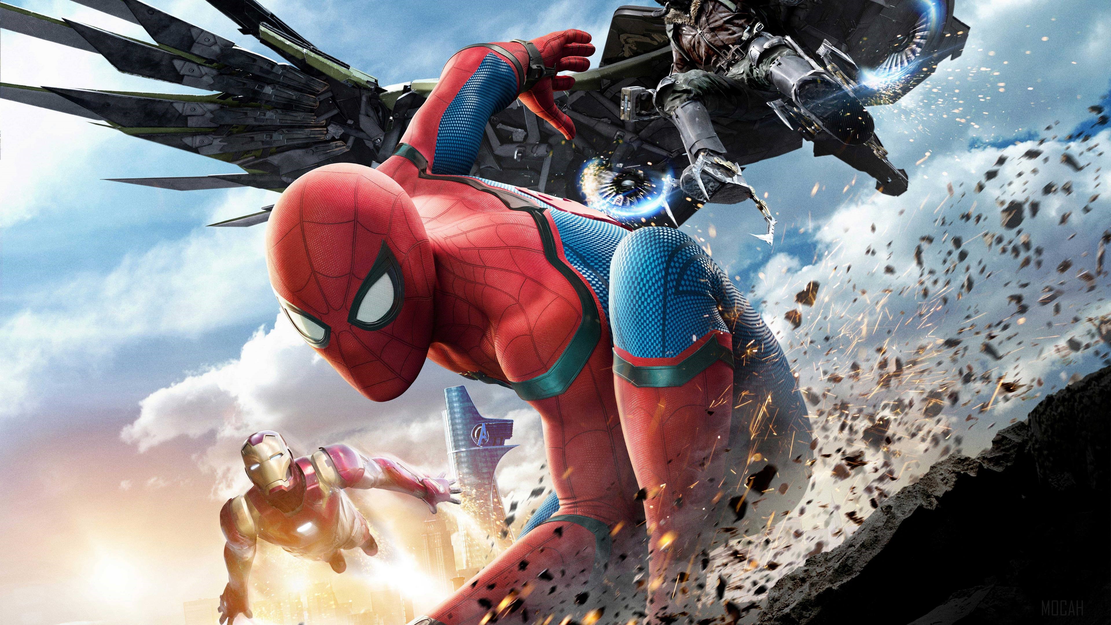 Adrian Toomes, Iron Man, Peter Parker, Spider Man, Spider Man: Homecoming, Tony Stark, Vulture 4k Wallpaper. Mocah HD Wallpaper