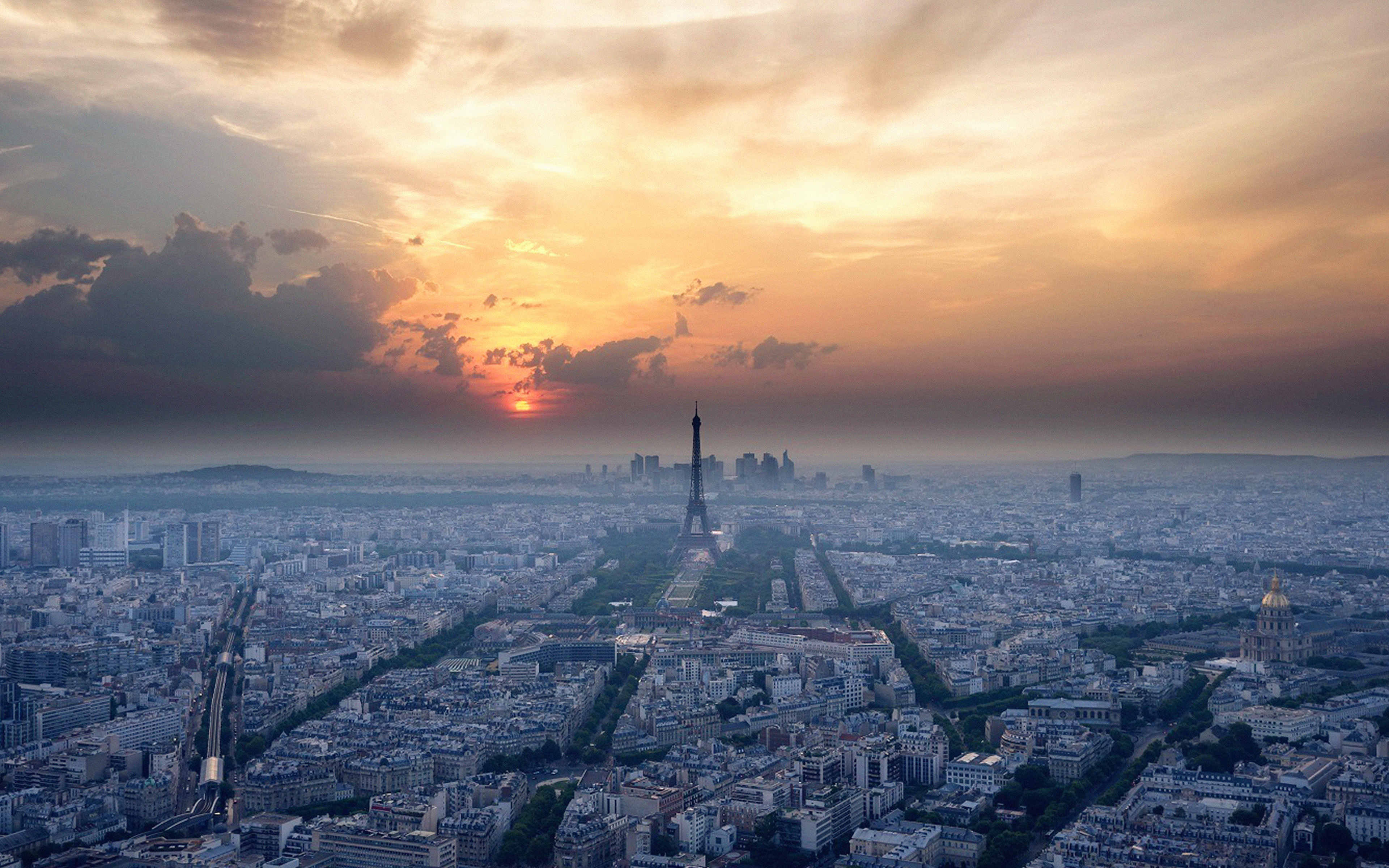 Eiffel Tower Sky View Paris France Vacation Sunset Wallpaper
