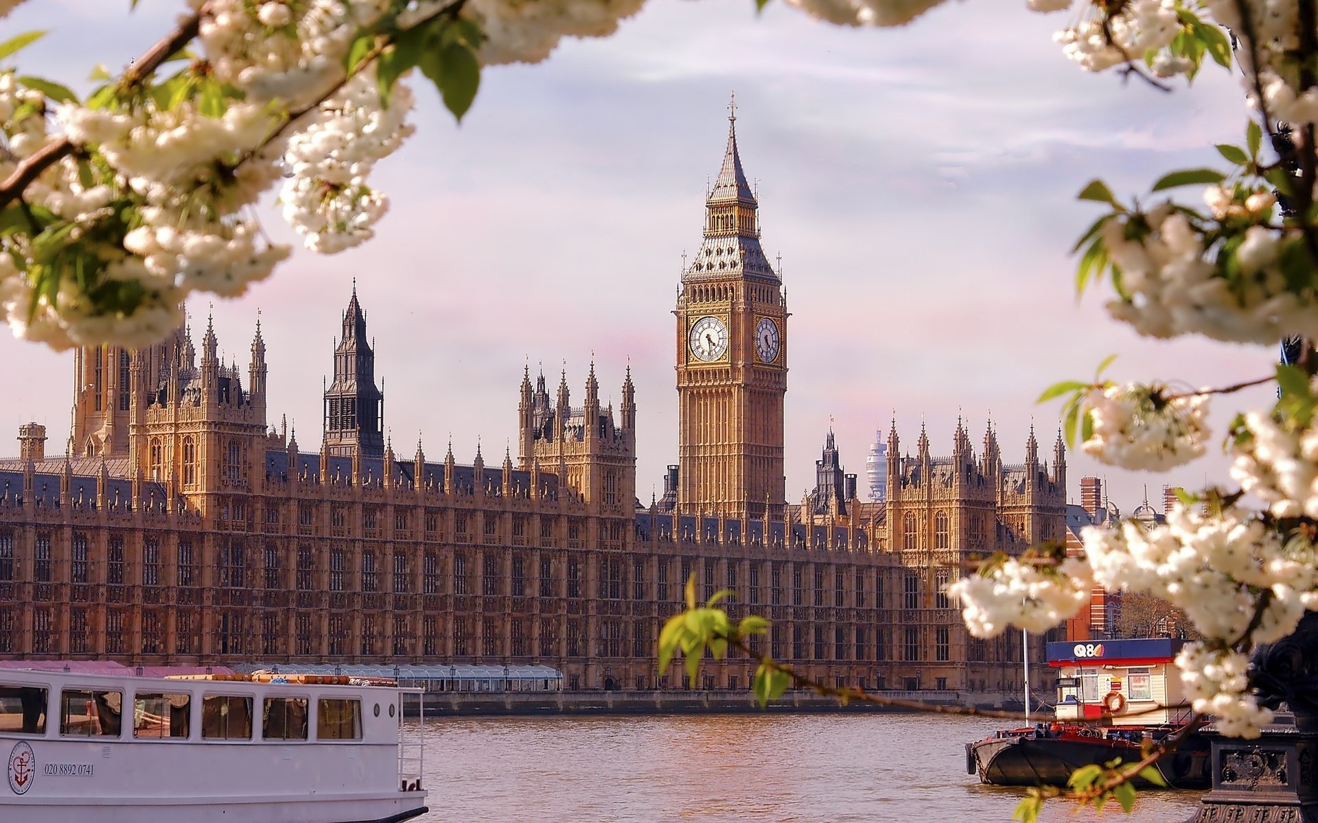 Wallpaper, England, London, Big Ben, river, building 1920x1200