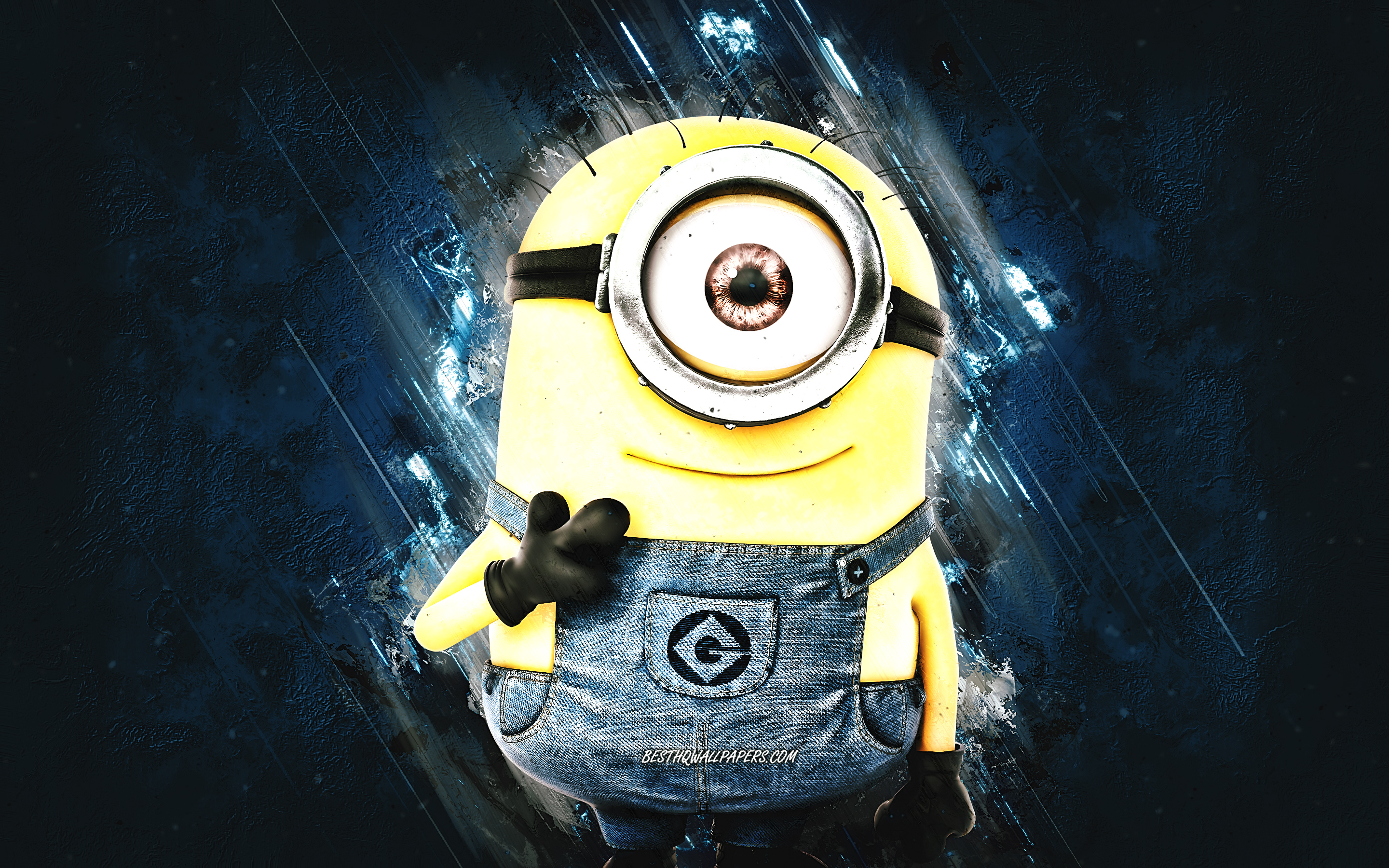 Download wallpaper Carl, Despicable Me, minions, Carl the Minion, blue stone background, Despicable Me characters, Carl Minion for desktop with resolution 2880x1800. High Quality HD picture wallpaper