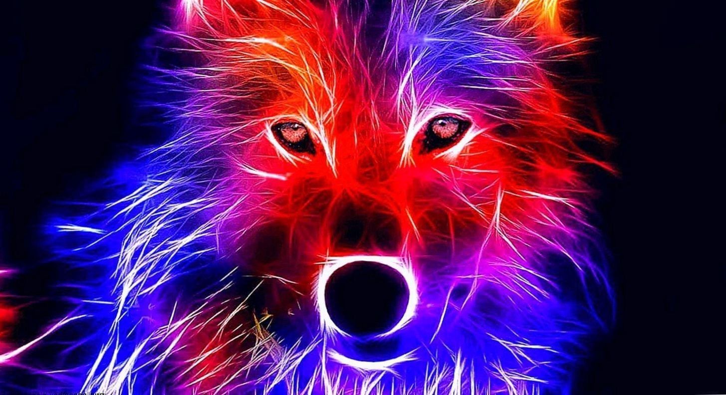 Blue And Red Wolf Wallpaper Wallpaper.Pro. Cool Background Wallpaper, Really Cool Wallpaper, Animal Wallpaper