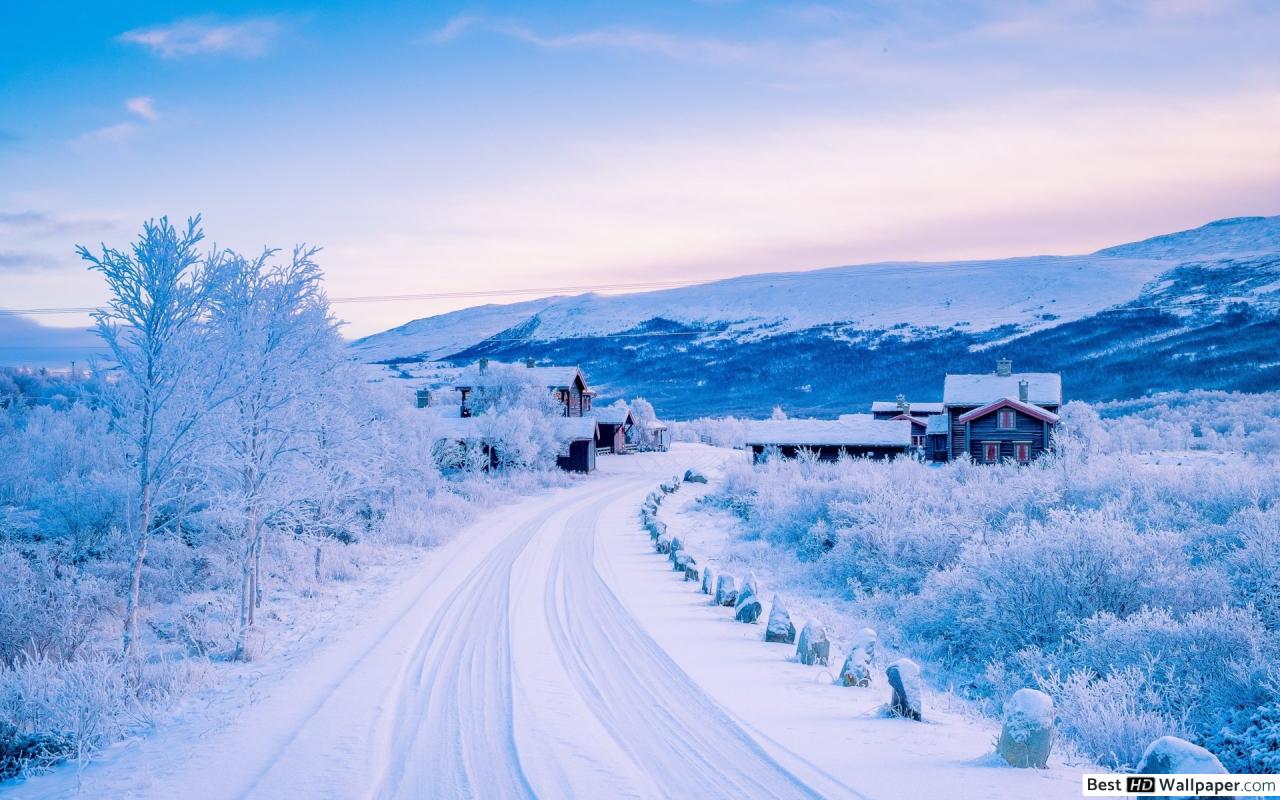 Relaxing view of winter village HD wallpaper download