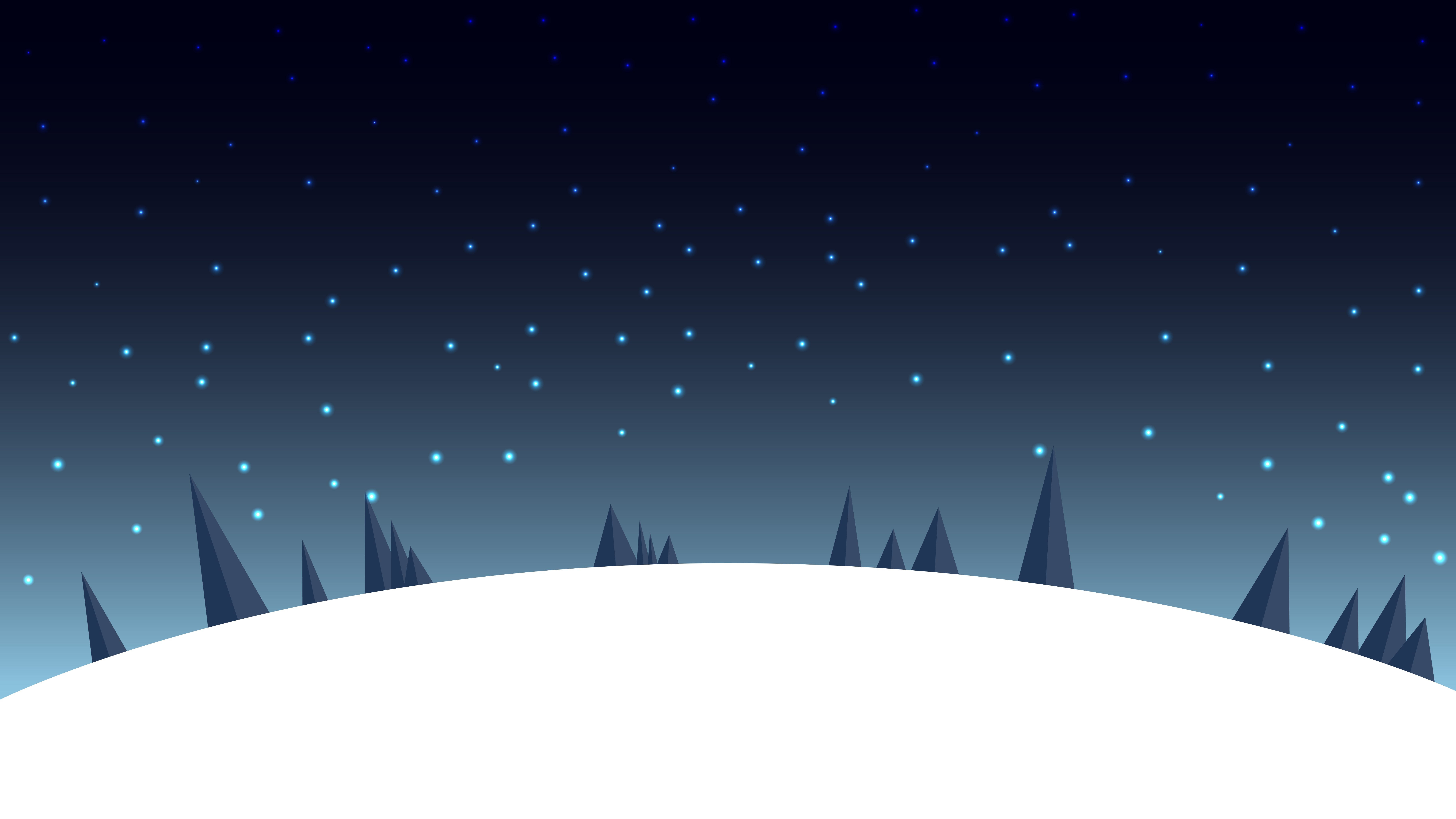 Cartoon night winter landscape with starry sky