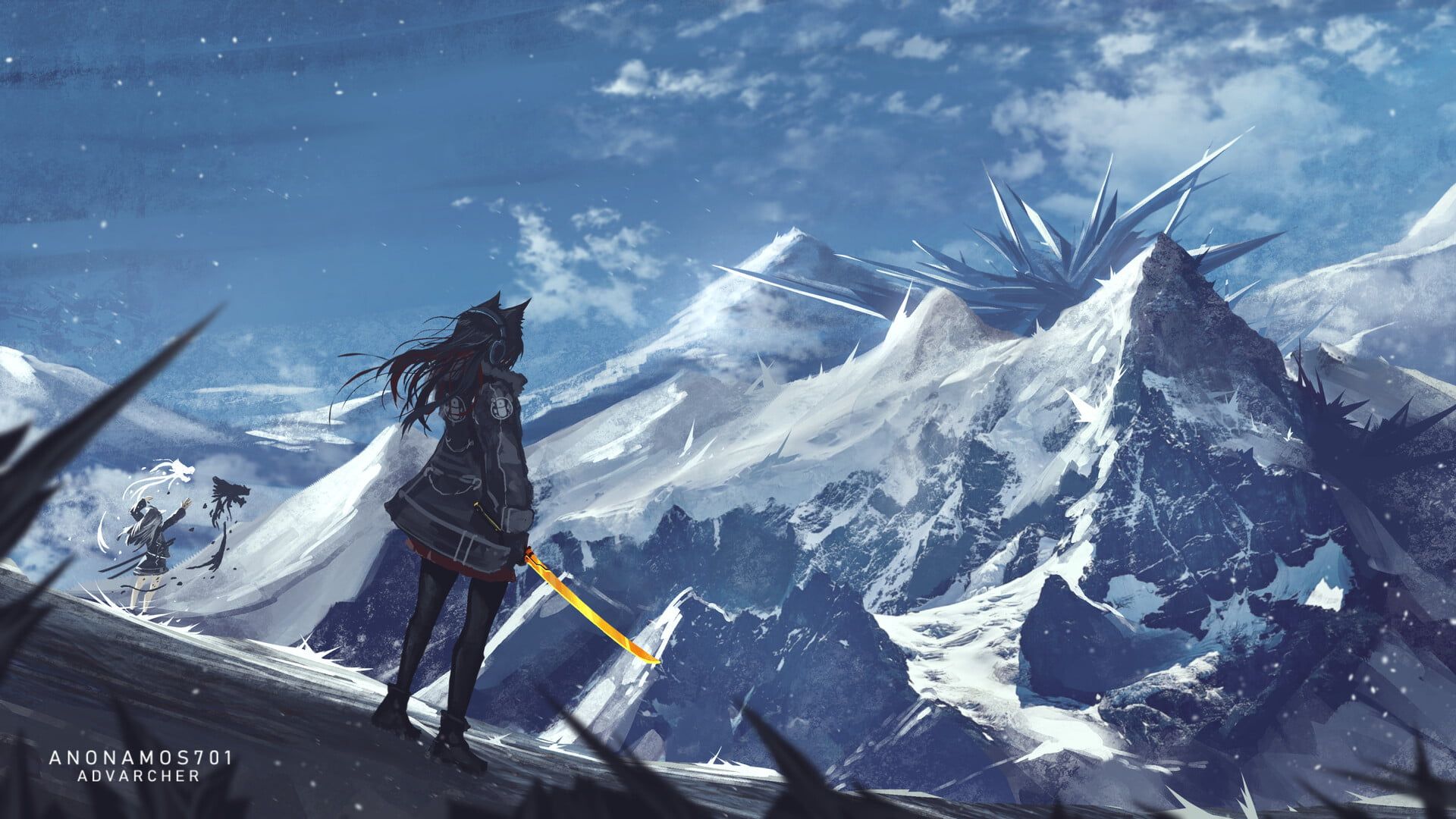 Arknights #mountains #snow fantasy art P #wallpaper #hdwallpaper #desktop. Anime scenery, Background image, Lappland