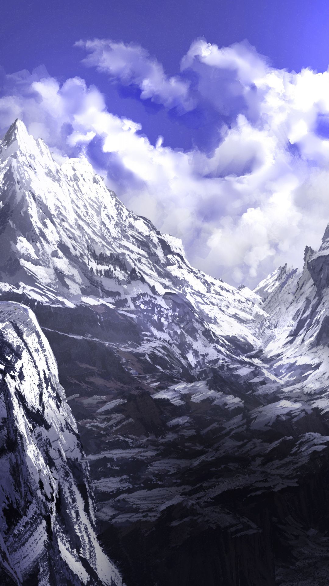 Anime, mountains, summit, art, 1080x1920 wallpaper. Mountains, Mountain wallpaper, Anime