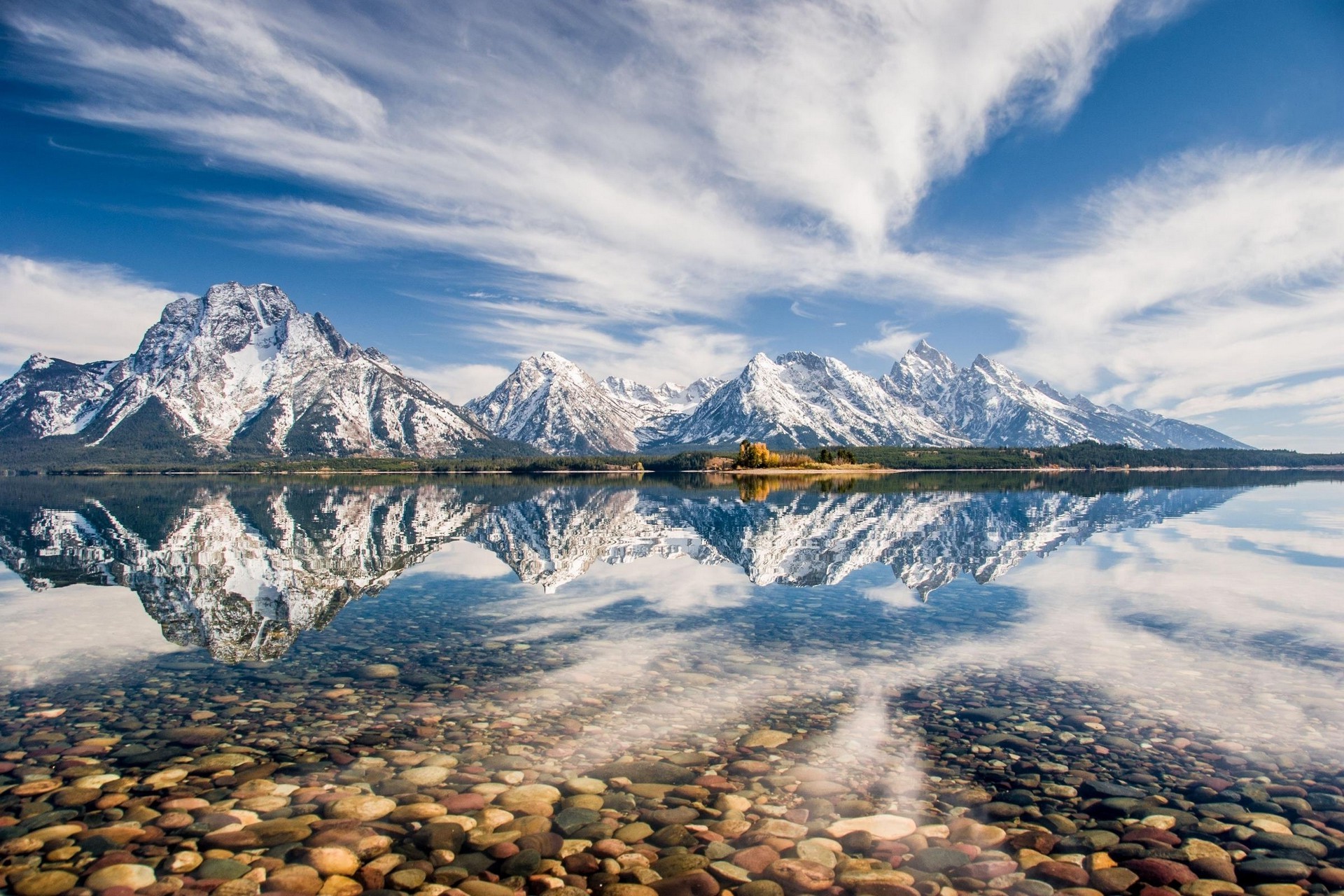 Wallpaper, sunlight, landscape, sea, hill, lake, water, nature, reflection, sky, snow, winter, clouds, sunrise, snowy peak, morning, river, horizon, panorama, wilderness, Alps, Grand Teton National Park, Wyoming, cloud, reservoir, 1920x1280 px