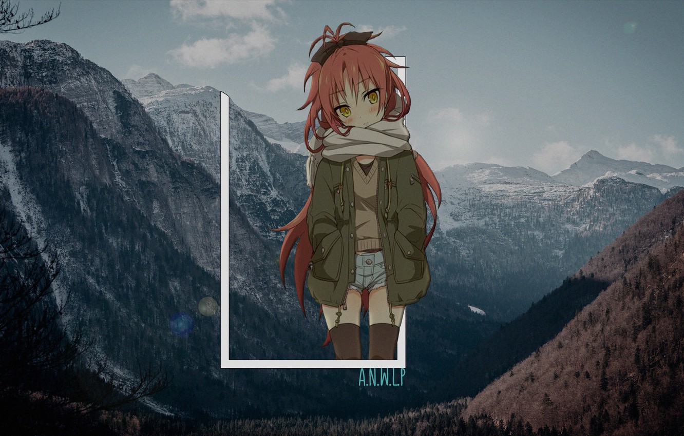 Wallpaper winter, girl, mountains, anime, madskillz image for desktop, section прочее