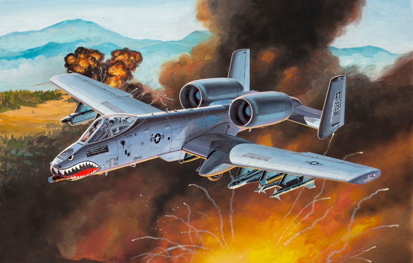 Wallpaper War, Art, Painting, Aviation, Fairchild Republic A 10 Thunderbolt II Image For Desktop, Section авиация