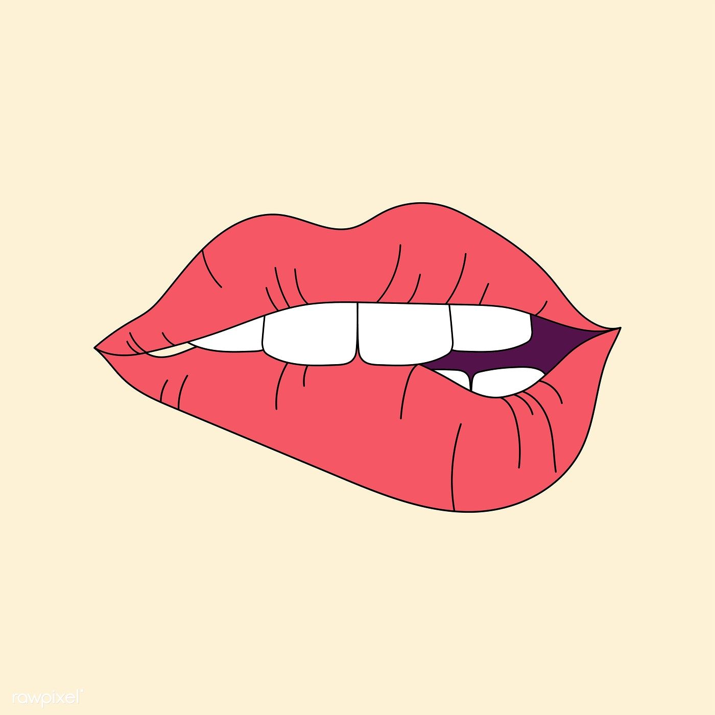 Girl biting her lip vector. free image. Lip artwork, Lips art print, Lips sketch
