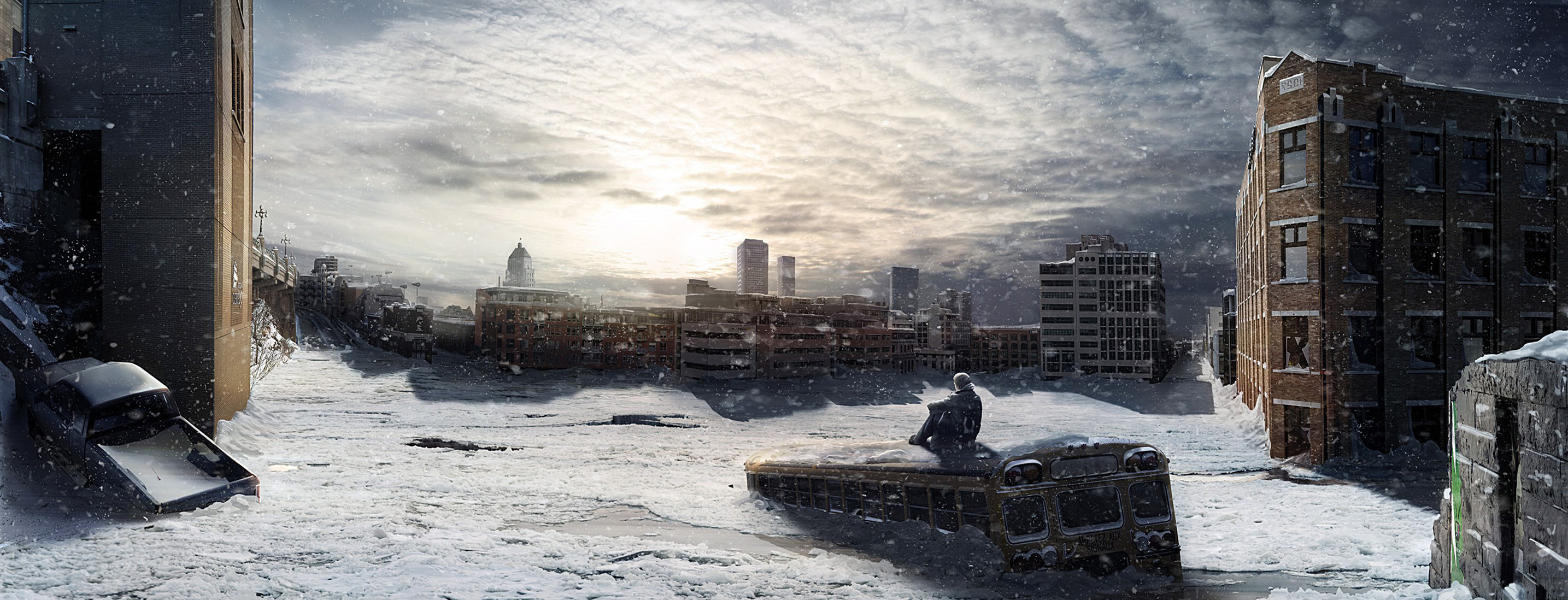 Post Apocalyptic Digital Art Winter Wallpaper HD / Desktop And Mobile Background