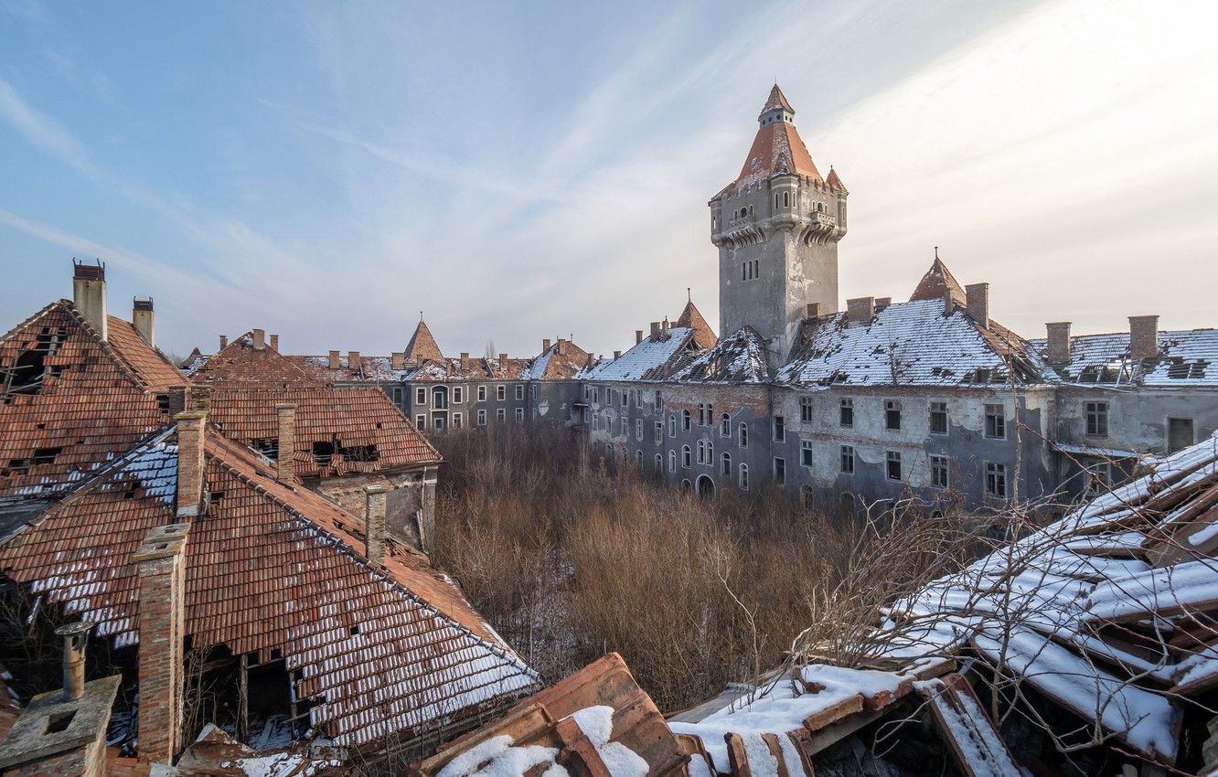 Wallpaper winter, the sky, snow, trees, castle, the ruins, abandoned, Abandoned castle image for desktop, section разное