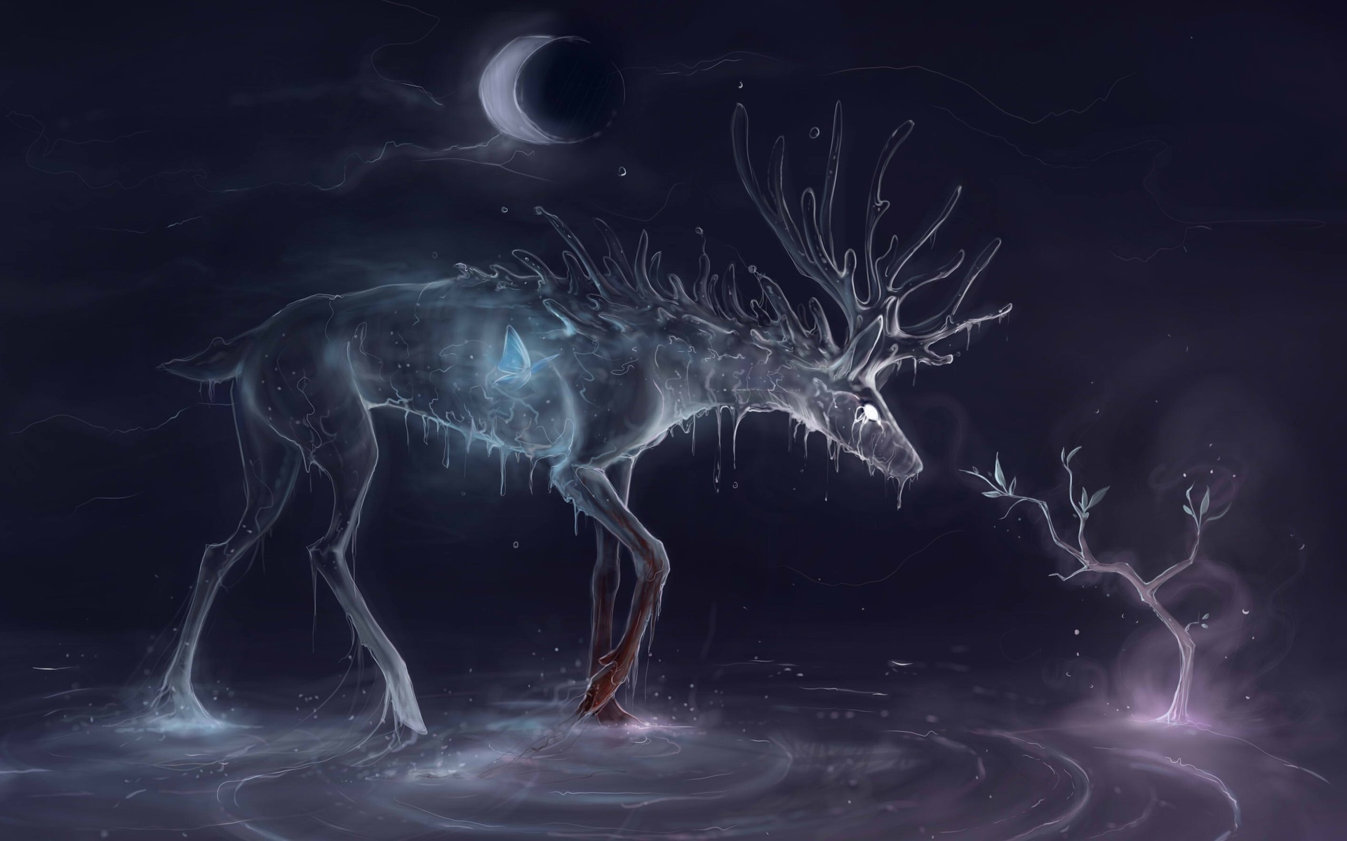 Fantasy magic gothic deer animals wallpaperx1200