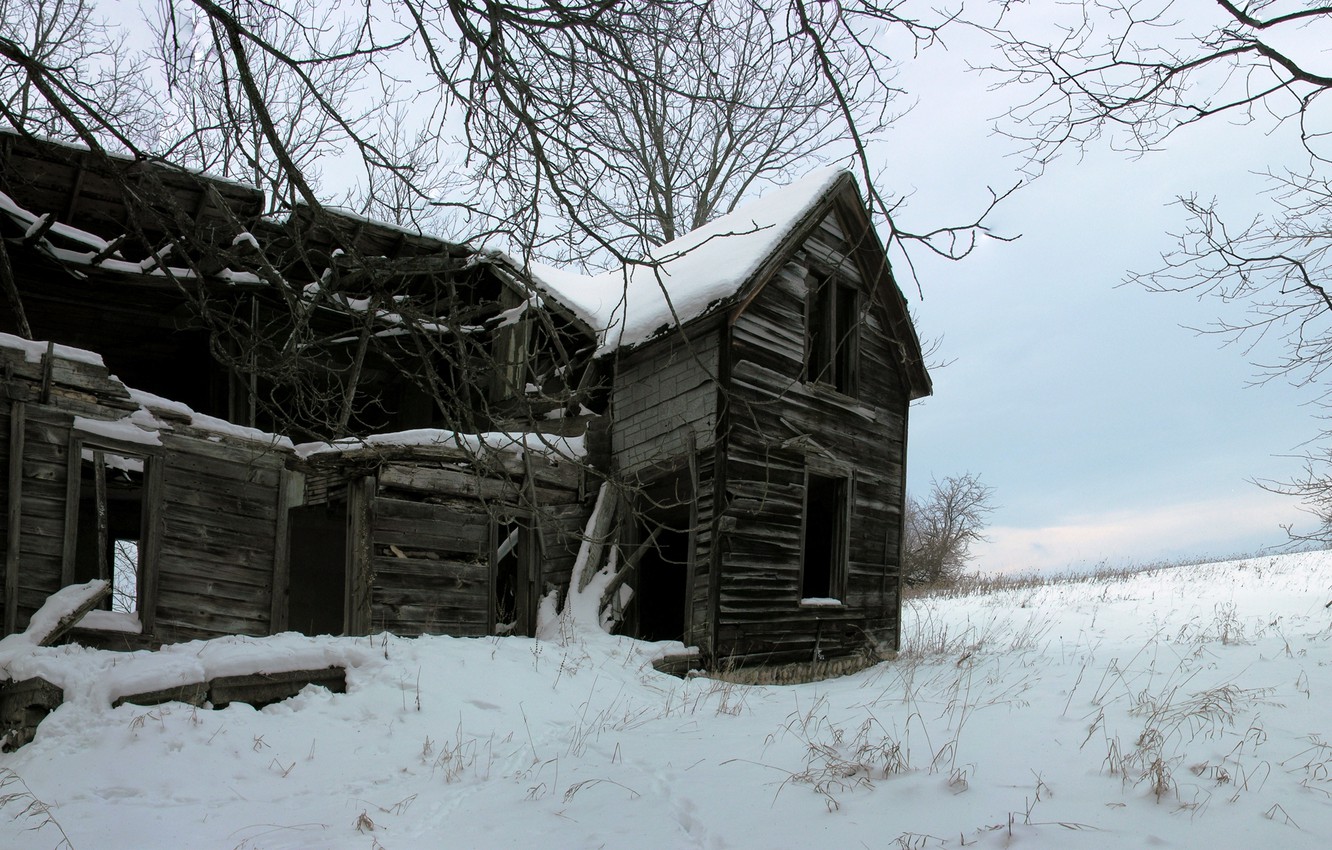 Wallpaper winter, forest, snow, house, abandoned, house, hut, abandoned image for desktop, section разное