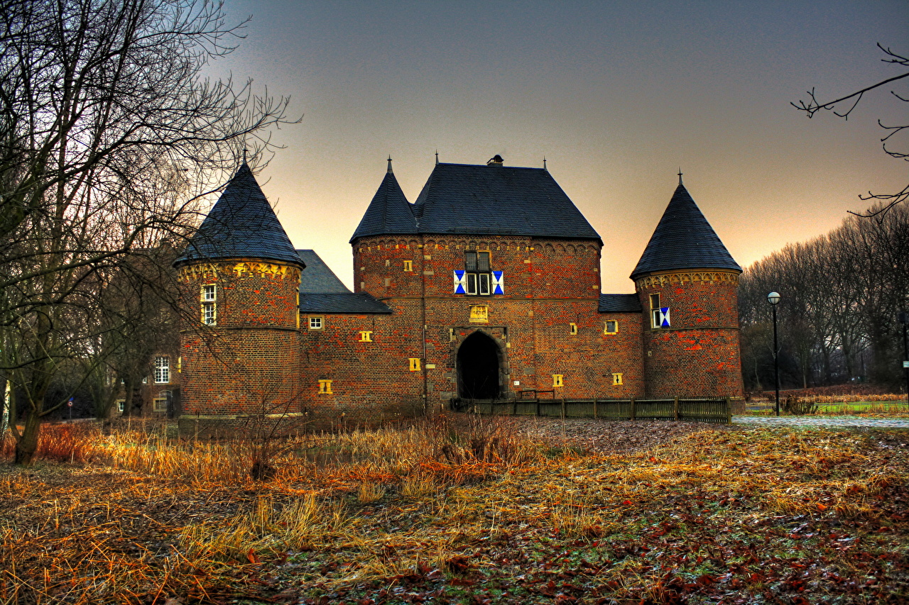 Photos Germany Burg Vondern HDRI castle Autumn Made of bricks Cities