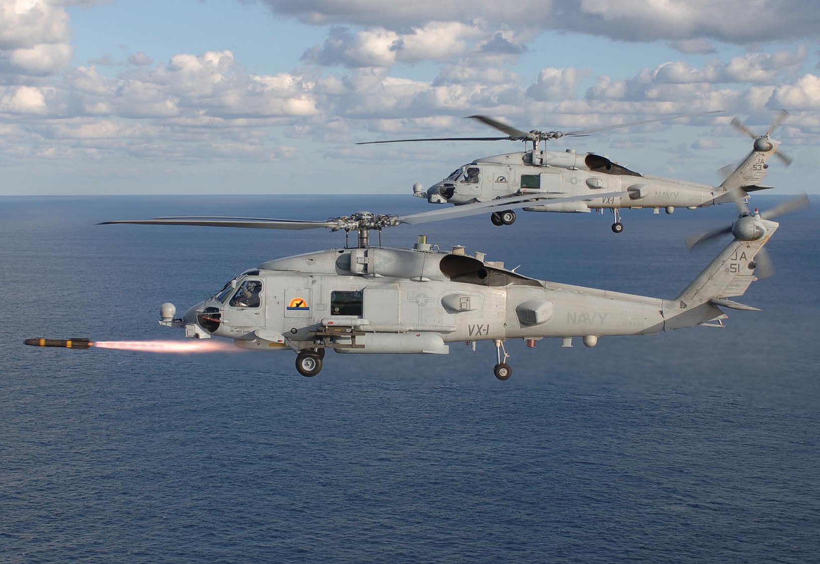 HD Military Sikorsky SH 60 Seahawk Helicopters In Flight Over Ocean