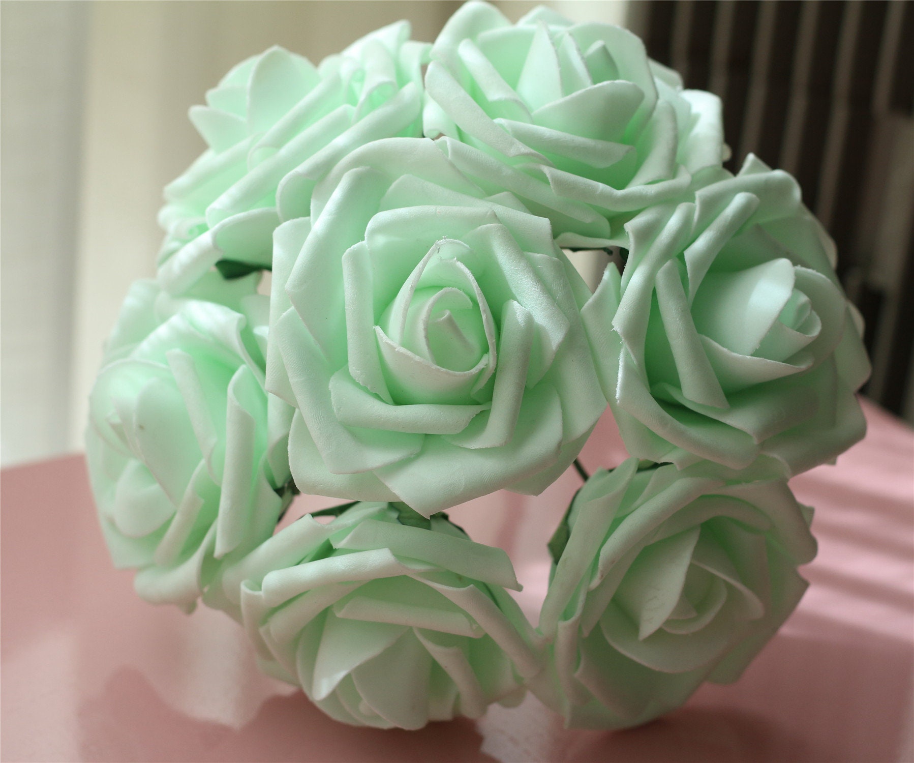 Mint Green Roses Fake Flowers Artificial Wedding Flower 100