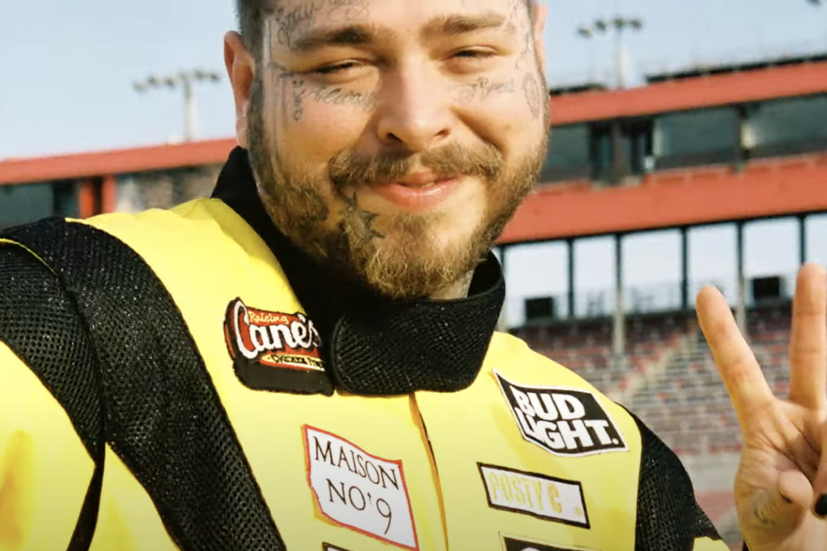 Post Malone hits the racetrack for “Motley Crew” visual
