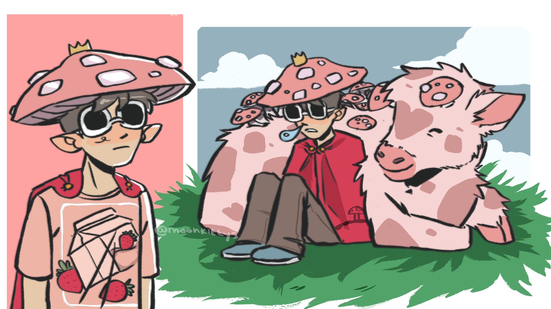 ً mushroom king ✨ #georgenotfoundart #georgenotfoundfanart. Pink mushroom, Cute drawings, Dream art