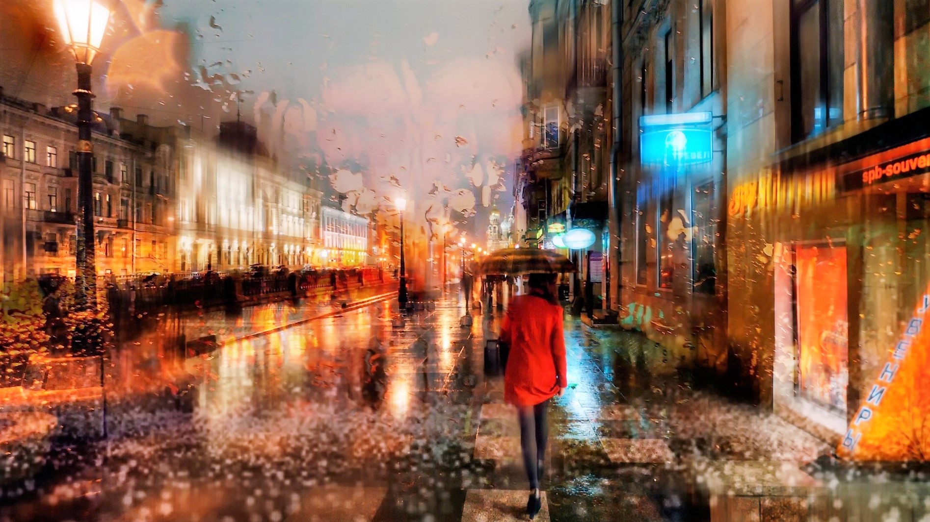 Download Wallpaper Rain Girl Russia Street Saint Petersburg Gordeev, 1895x Rainy Autumn Of Saint Petersburg, Russia