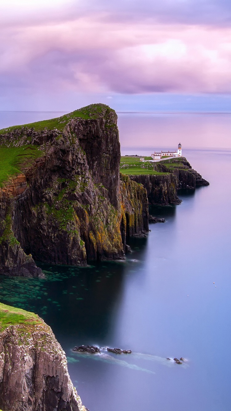 Scotland, Neist point, lighthouse, sea iPhone X 3GS wallpaper download
