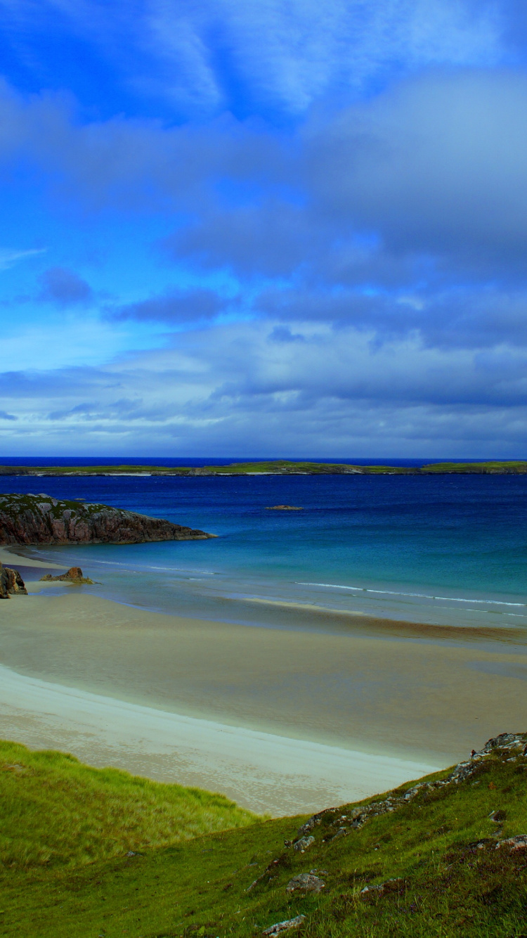 Download Sea, beach, blue sea, landscape, Scotland wallpaper, 750x iphone iPhone 8