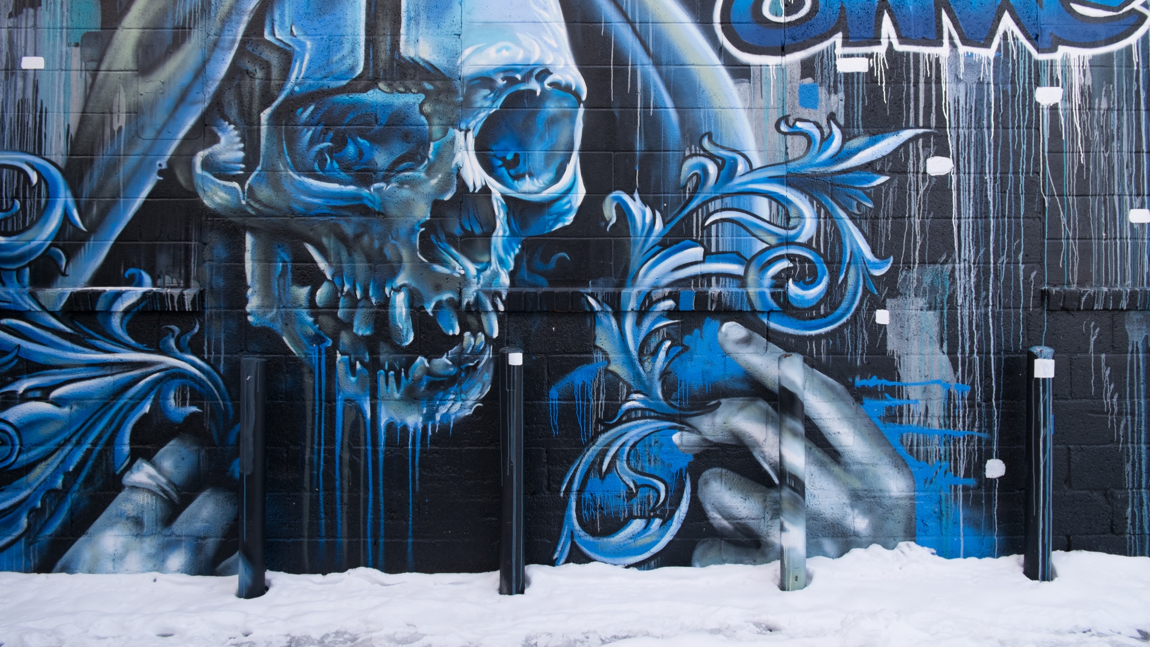 Wallpaper 4k skull, graffiti, street art, wall 4k Wallpaper