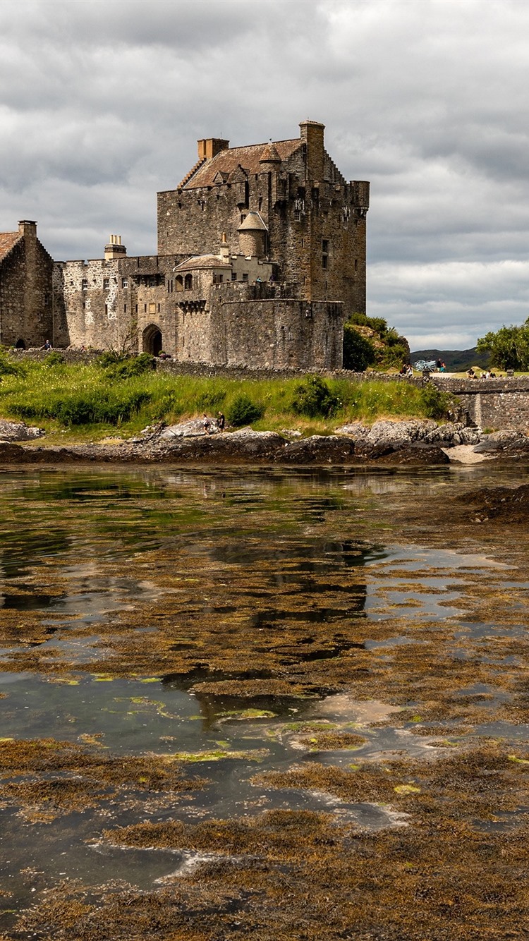 Scotland, Eilean Donan Castle, Bridge, Clouds, Lake 750x1334 IPhone 8 7 6 6S Wallpaper, Background, Picture, Image