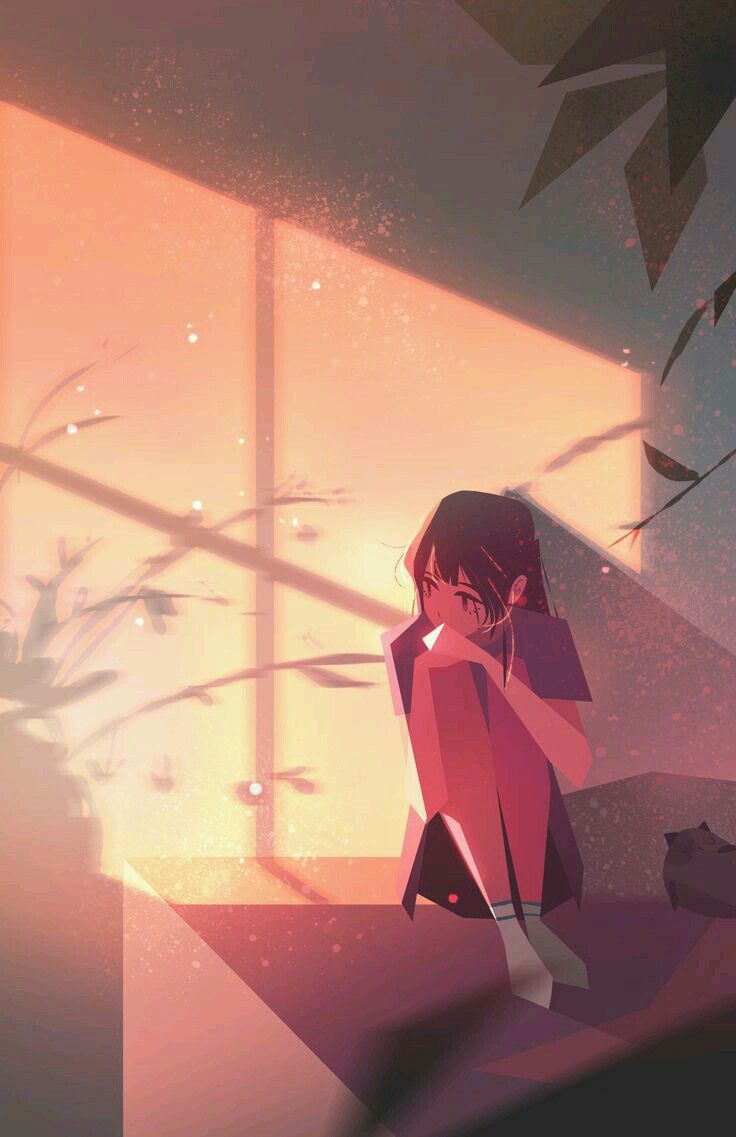 A girl sitting on the window sill drinks an evening drink anime sitting  alone HD wallpaper  Pxfuel