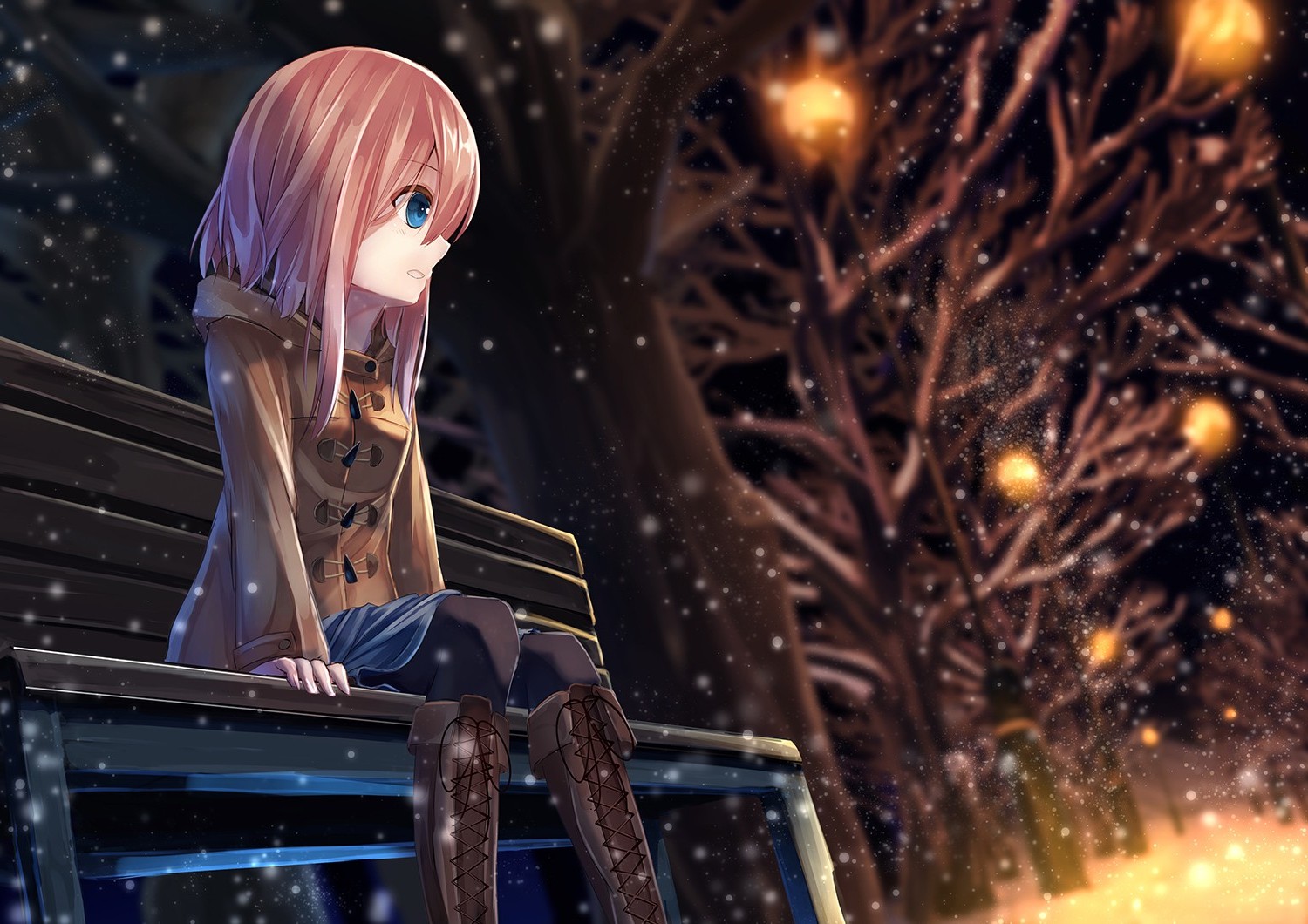 anime, girl, alone, sad. Mocah HD Wallpaper